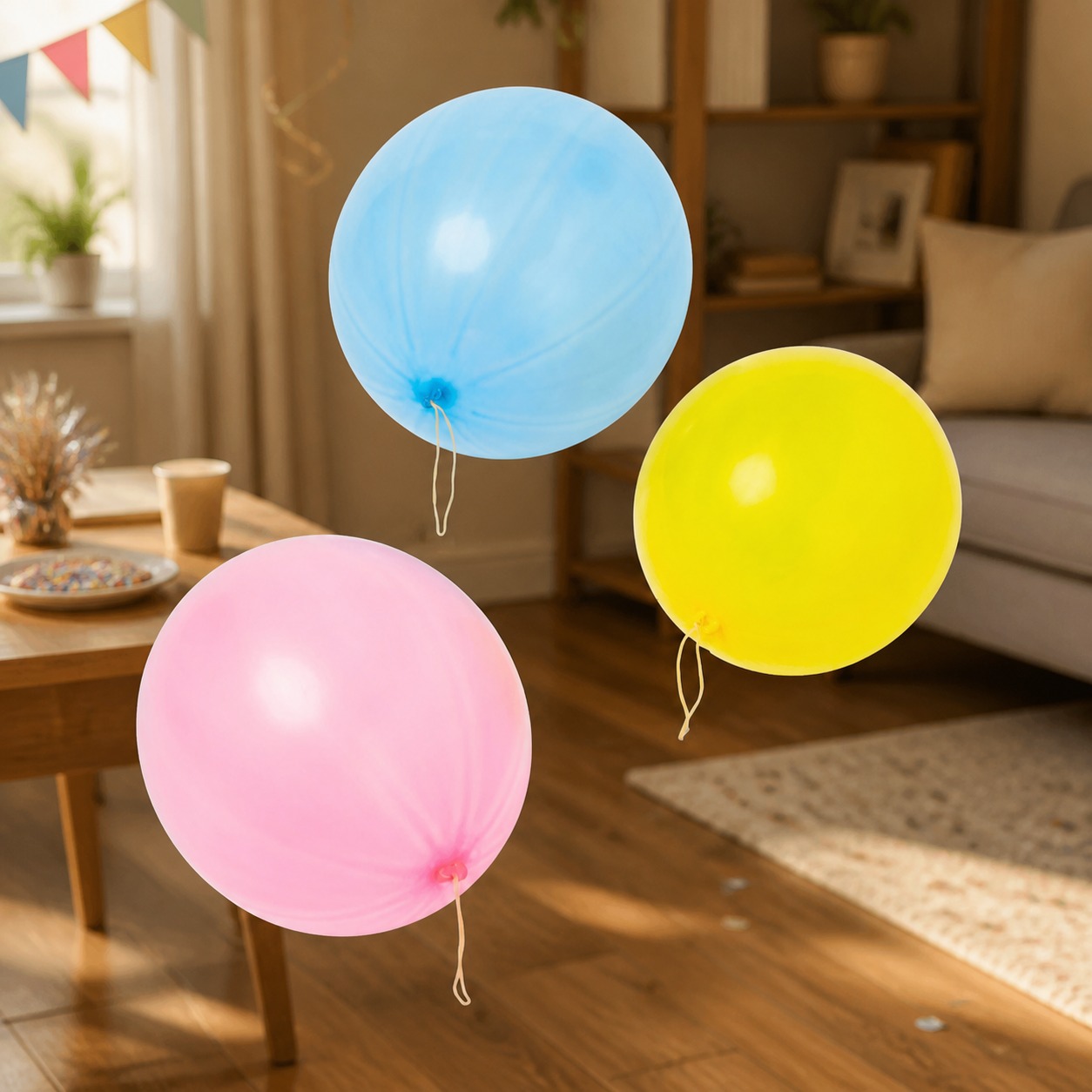 Kids Outdoor Games For Party - 6ct Multicolor Punch Balloons With Rubber