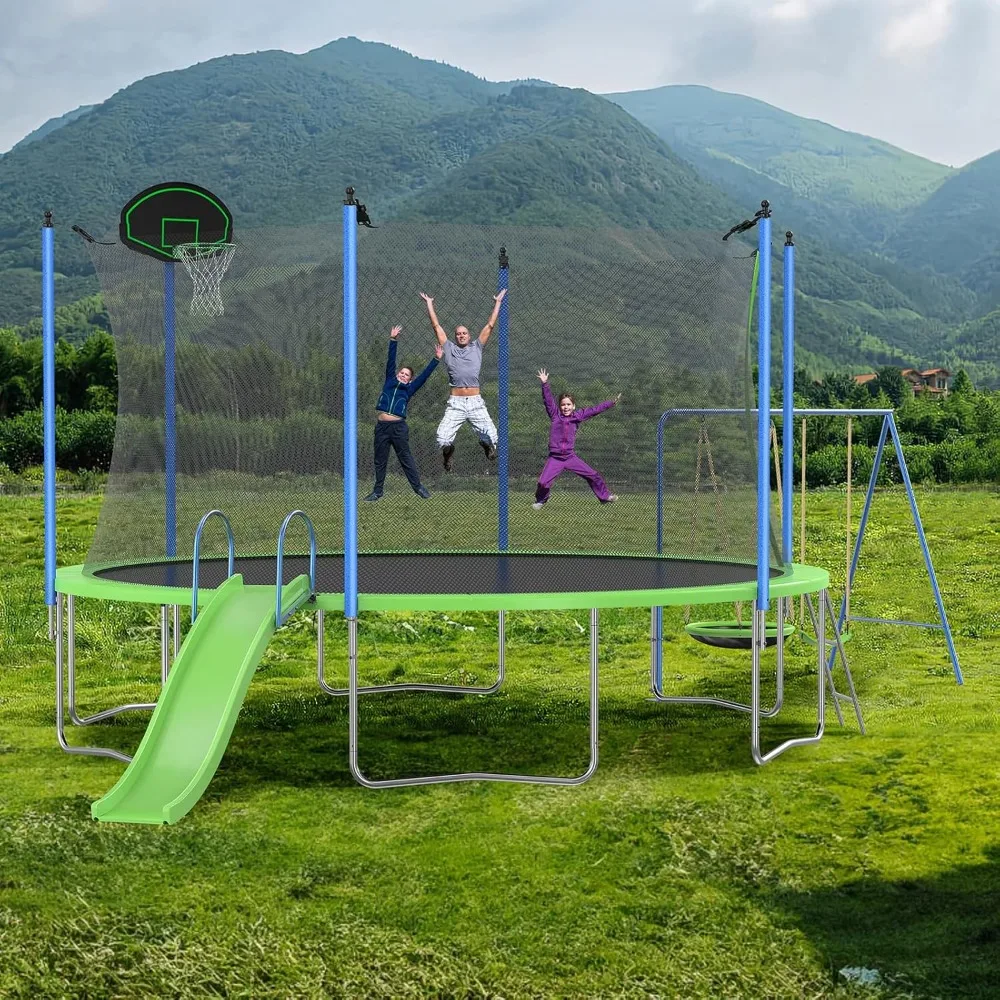 Kids Outdoor Ladder - US Shipping 12-14FT Trampoline Set with