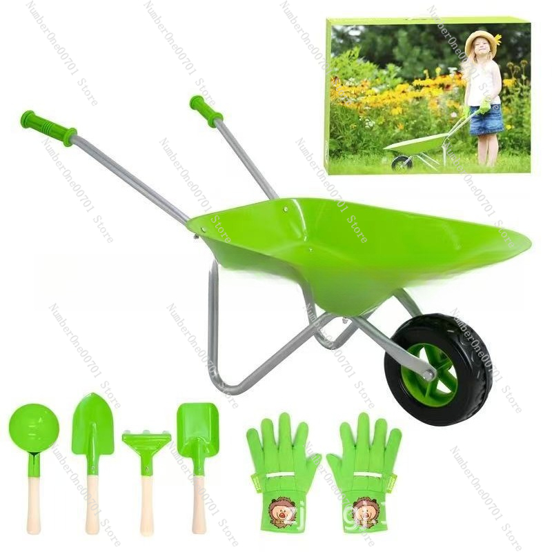 Kids Outdoor Set - Kids Outdoor Wheelbarrow, Green Garden Play