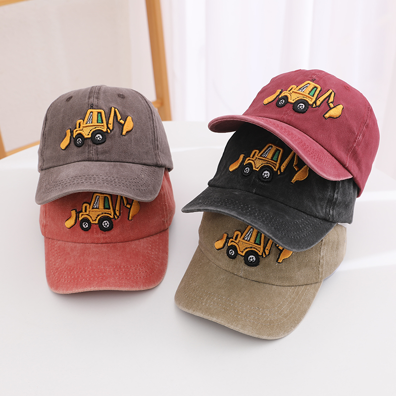 Kids Outdoor Hat - School Kids Baseball Hats Bulldozer Excavator