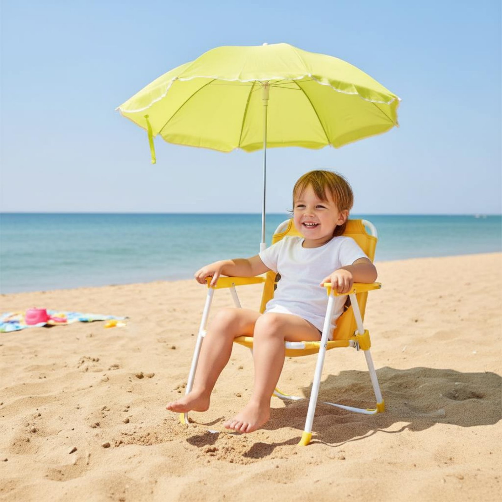Kids Outdoor Umbrella - Children's Portable Chair with Sun Shade