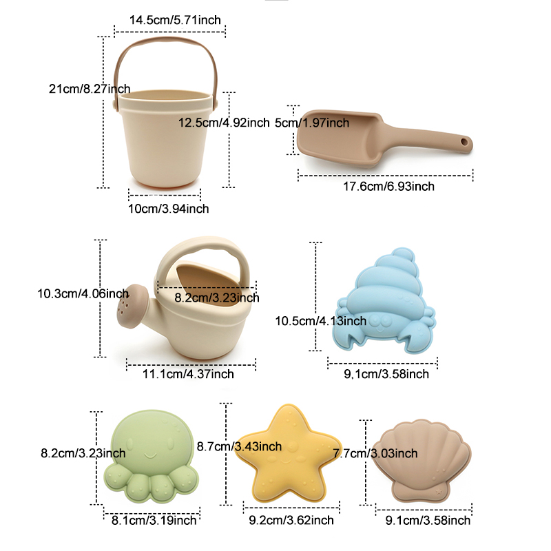 7Pcs Kids Silicone Beach Toys  - огляд і ціна Kids Outdoor Tools
