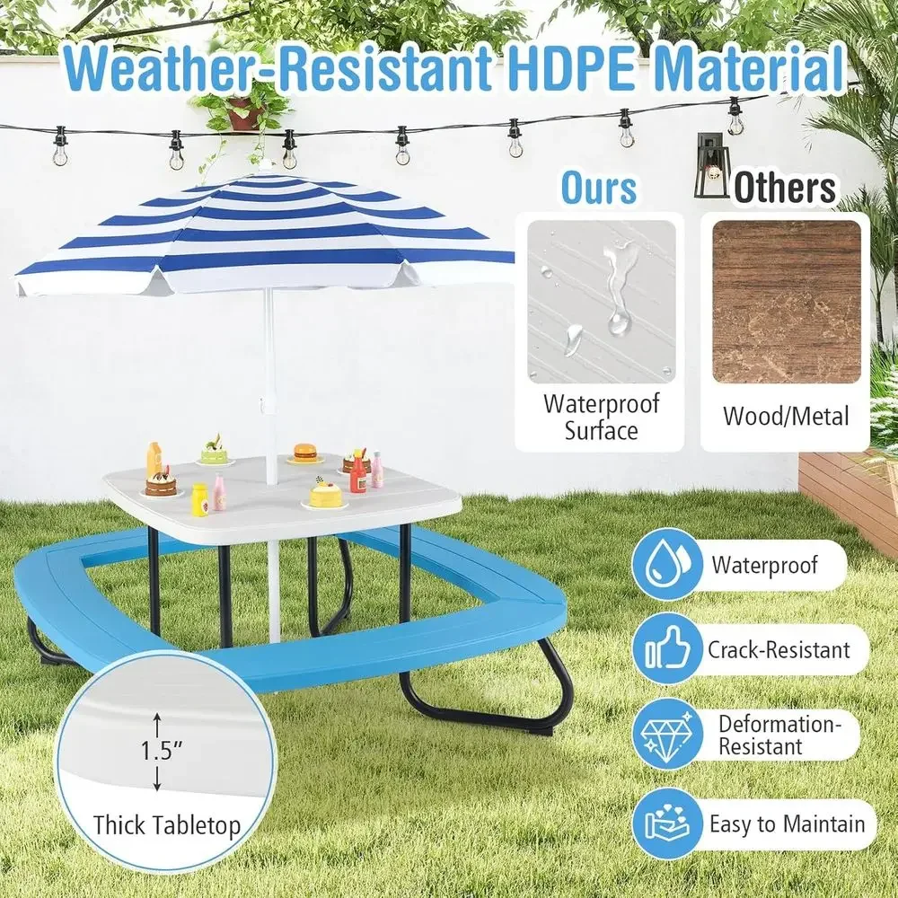 8-Person Kids Picnic Table wit - огляд і ціна Kids Outdoor Umbrella