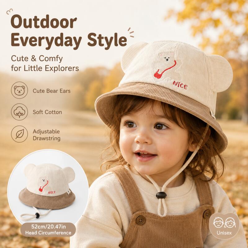Kids Bear Ear Bucket Hat Soft  - огляд і ціна Kids Outdoor Hat