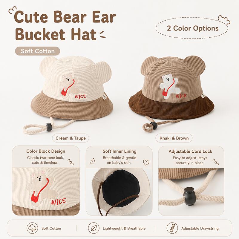 Kids Bear Ear Bucket Hat Soft  - огляд і ціна Kids Outdoor Hat