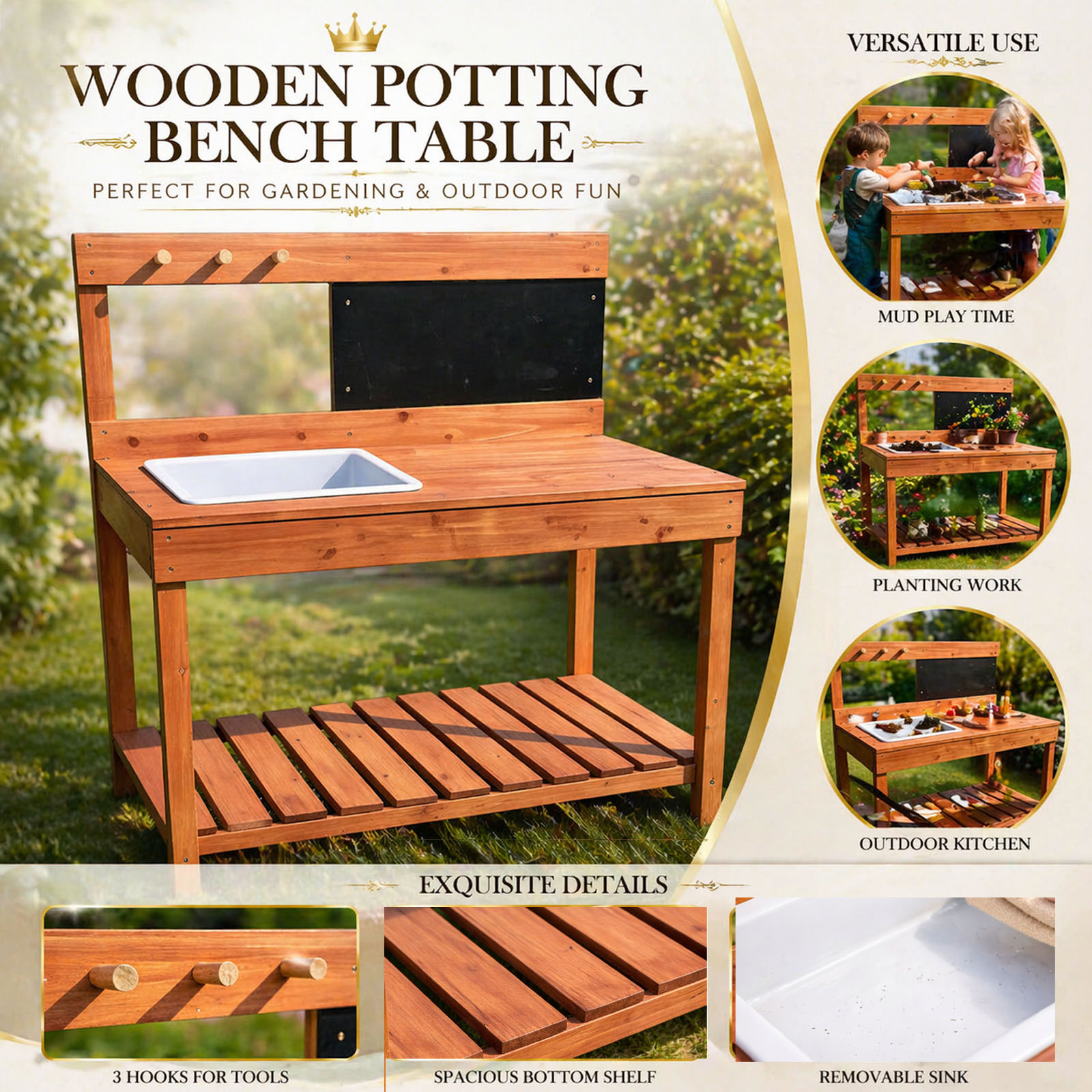 Wooden Potting Benches For Chi - огляд і ціна Kids Outdoor Tools
