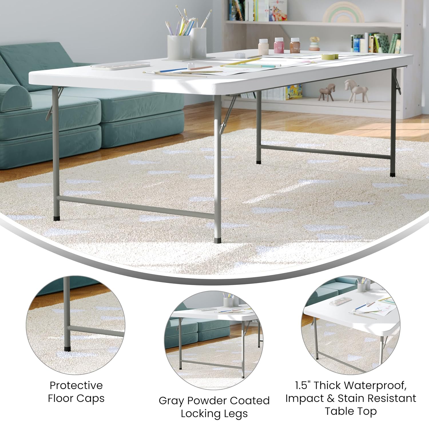 Kids 4.93ft Plastic Folding Ta - огляд і ціна Kids Outdoor Folding Table