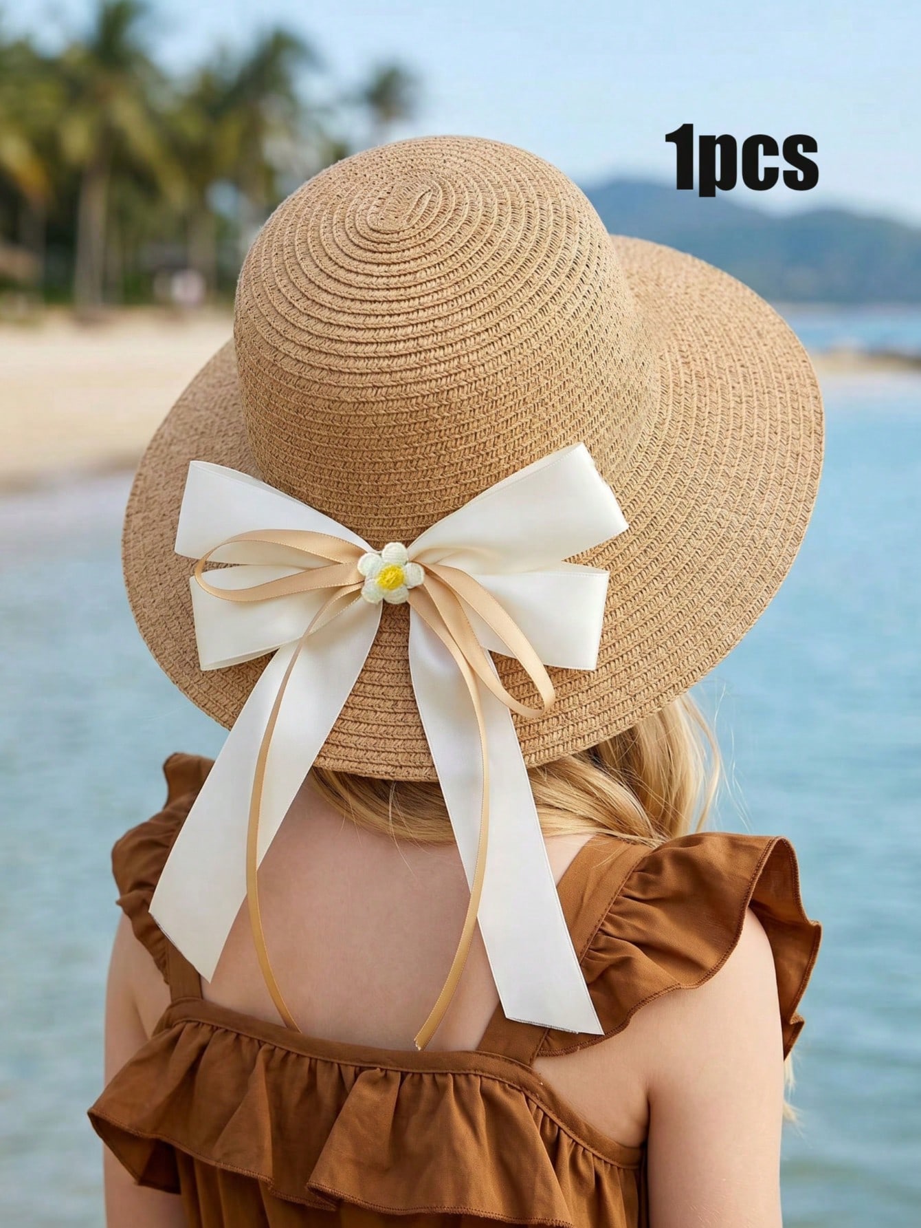1Pc 3-8Y Girls Coffee Bow Stra - огляд і ціна Kids Outdoor Hat