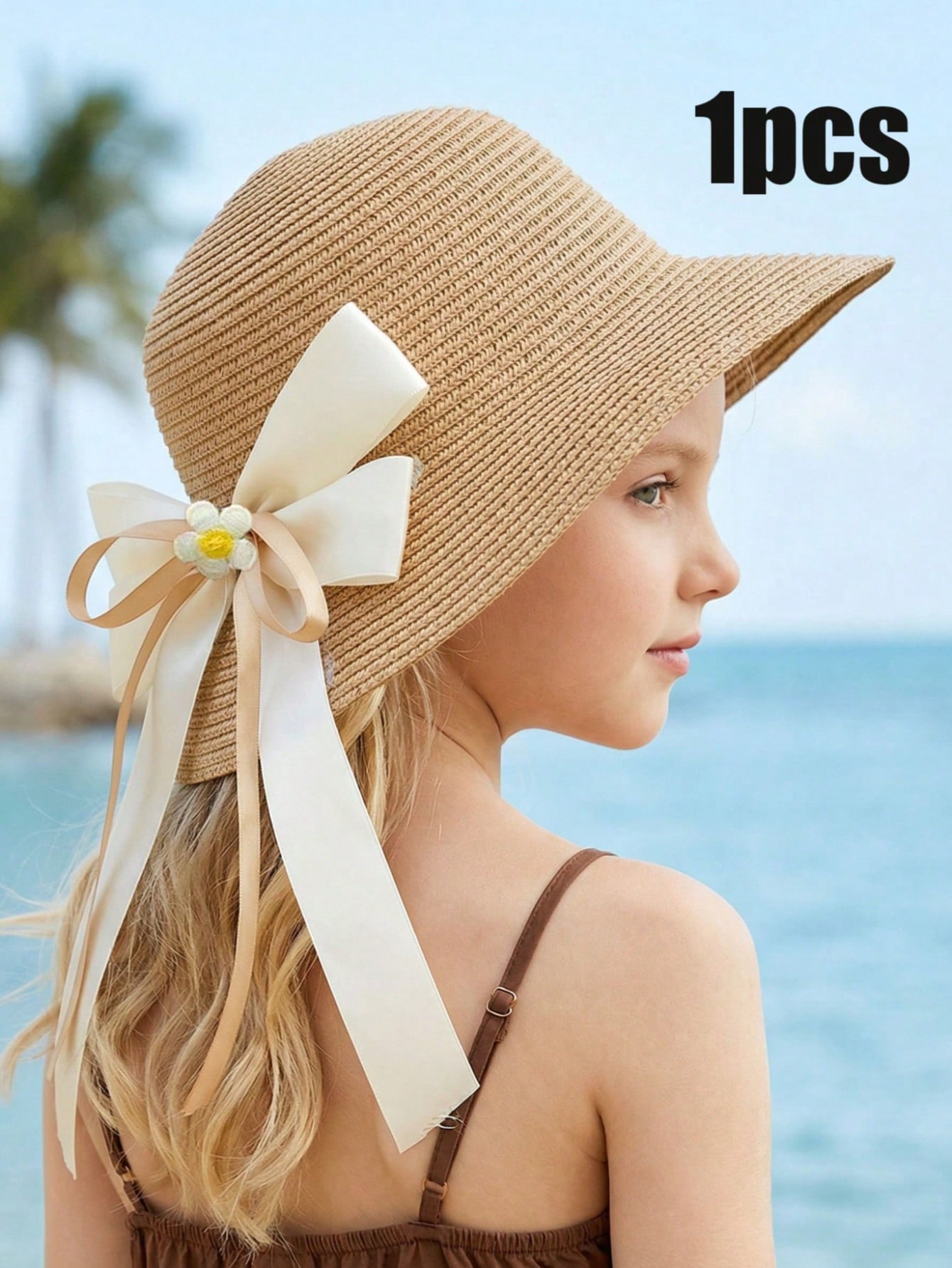 1Pc 3-8Y Girls Coffee Bow Stra - огляд і ціна Kids Outdoor Hat