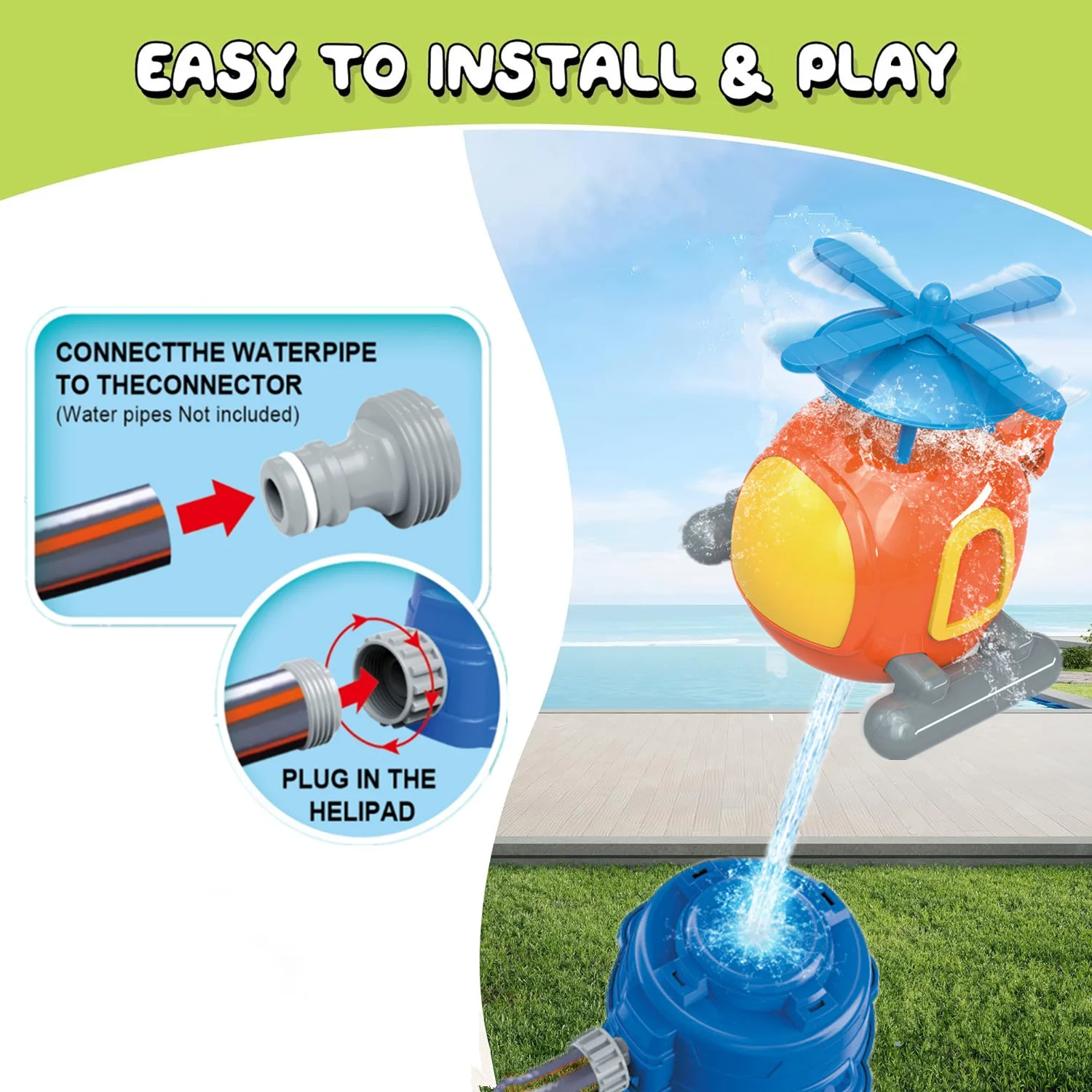 Helicopter Sprinkler Water Toy - огляд і ціна Kids Outdoor Yard Tools